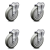 Service Caster 5 Inch Gray Polyurethane Wheel Swivel Bolt Hole Caster Set SCC-BH20S514-PPUB-4